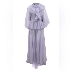 Gucci Silk Chiffon Long Dress in Pale Lilac